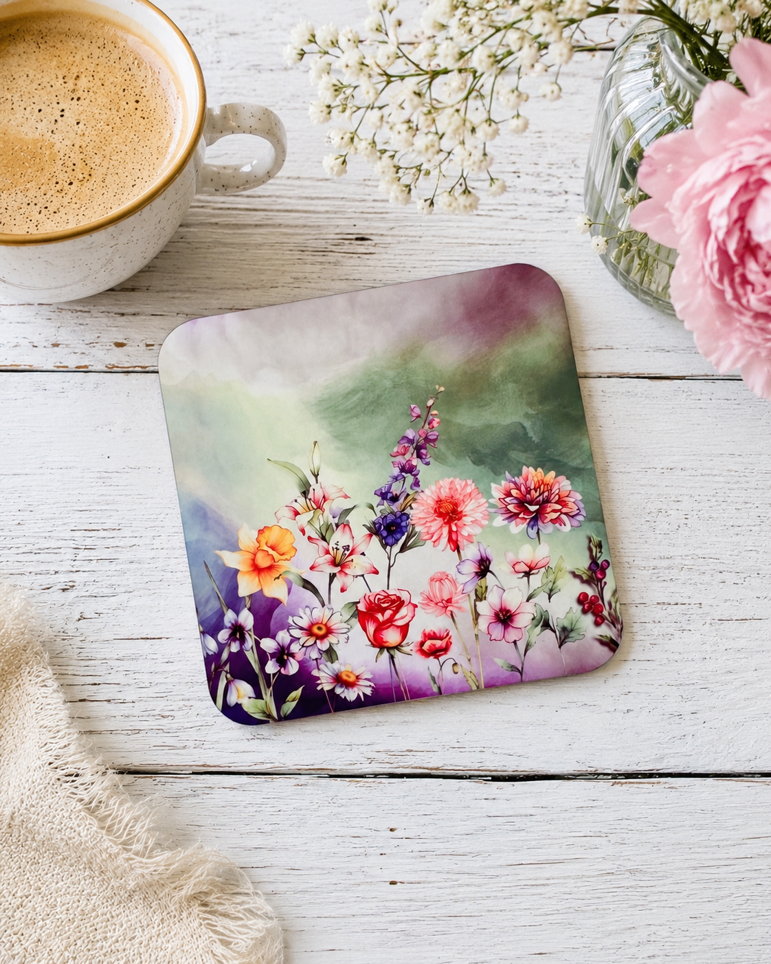 Watercolour Flowers Coaster