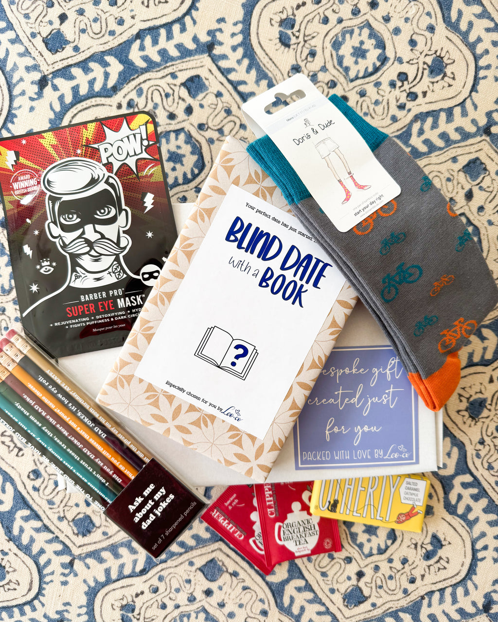 The Blind Date with a Book Gift Box FOR MEN (Pick your book genre, plus at least 4 mystery goodies)