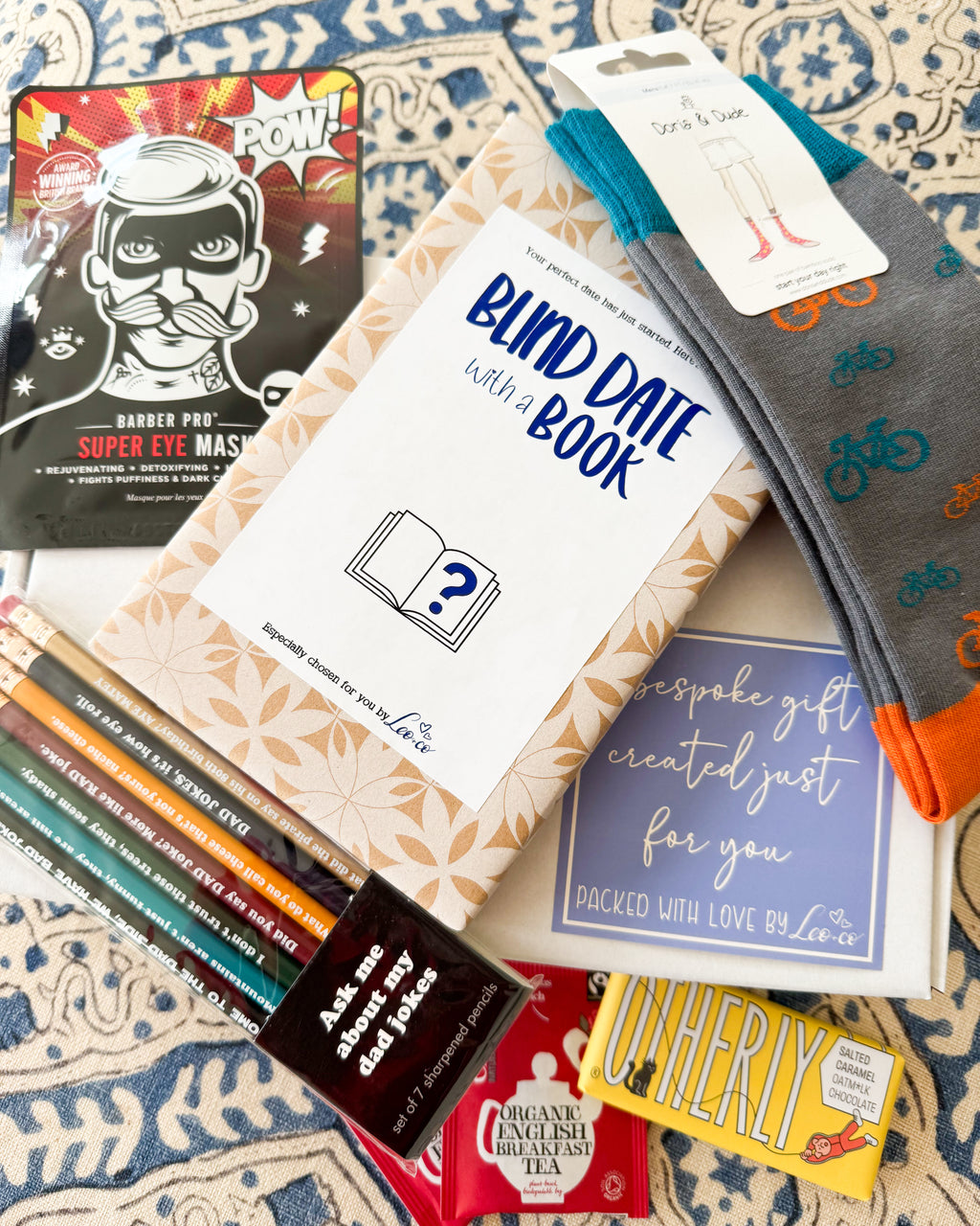 The Blind Date with a Book Gift Box FOR MEN (Pick your book genre, plus at least 4 mystery goodies)