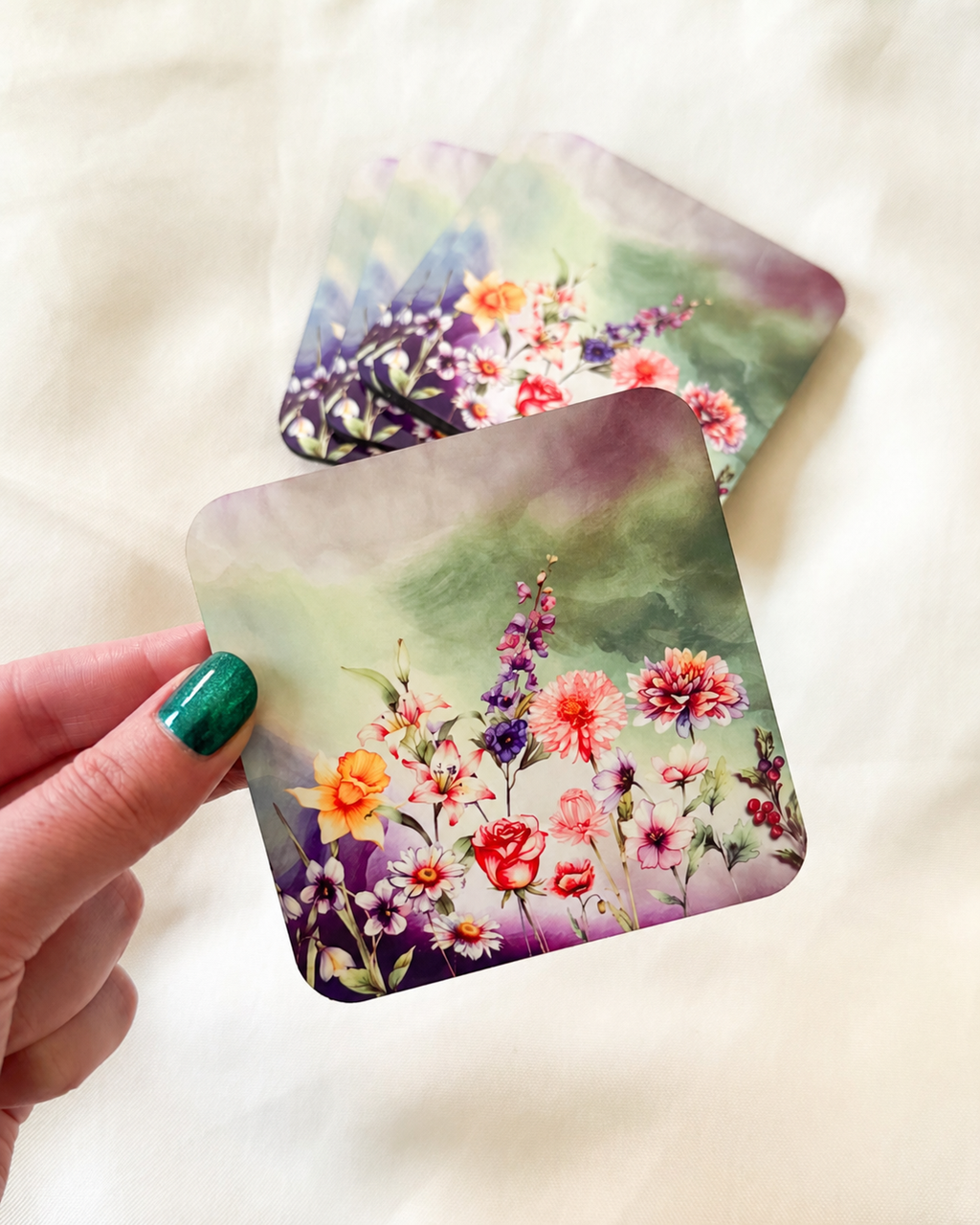 Watercolour Flowers Coaster