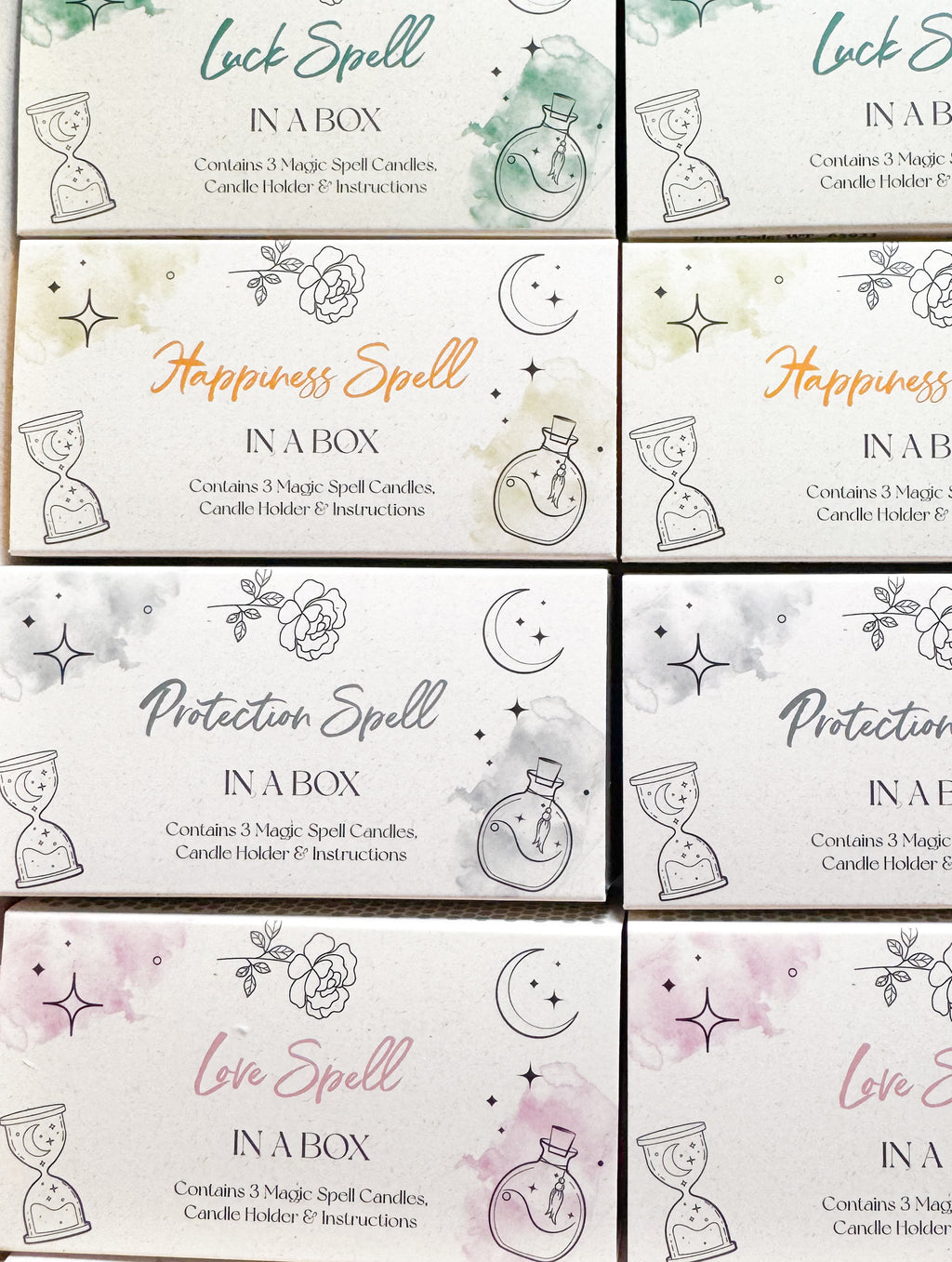 3 Magic Spell Candles in a Box | Love Spell | Happiness Spell | Protection Spell | Luck Spell