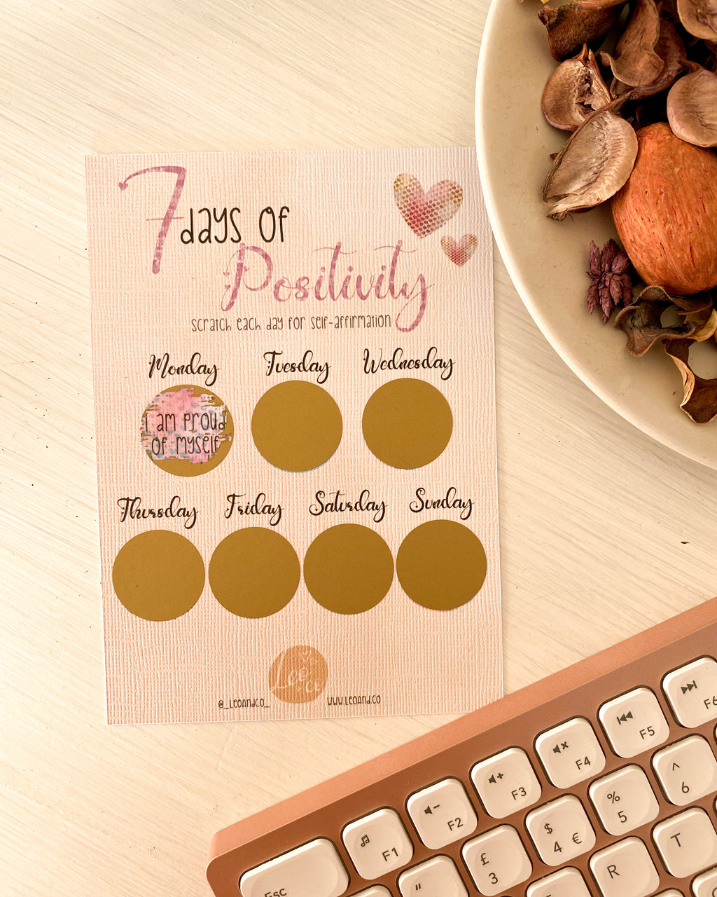 7 Days of Positivity Scratch Card