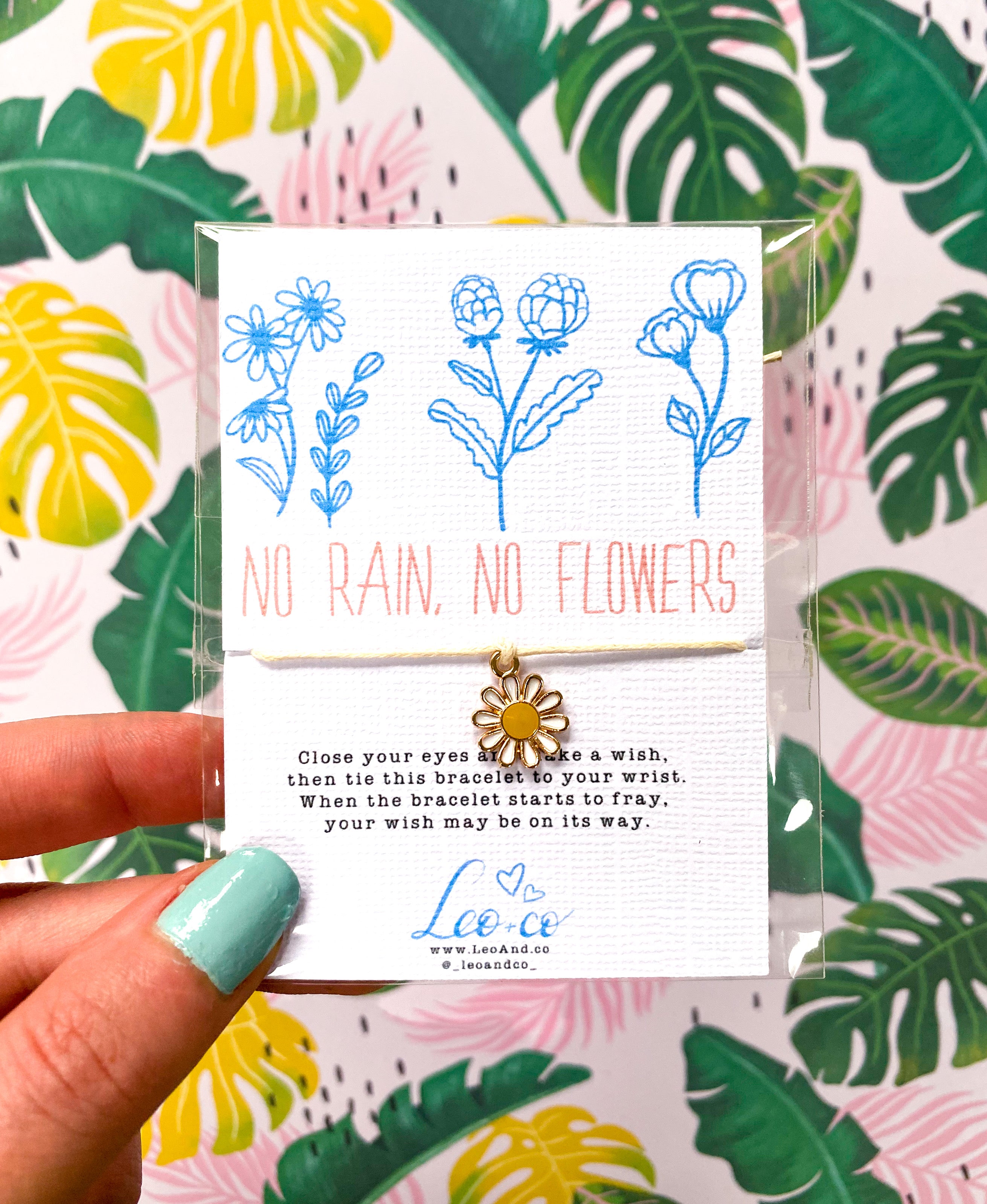 No Rain, No Flowers Wish Bracelet