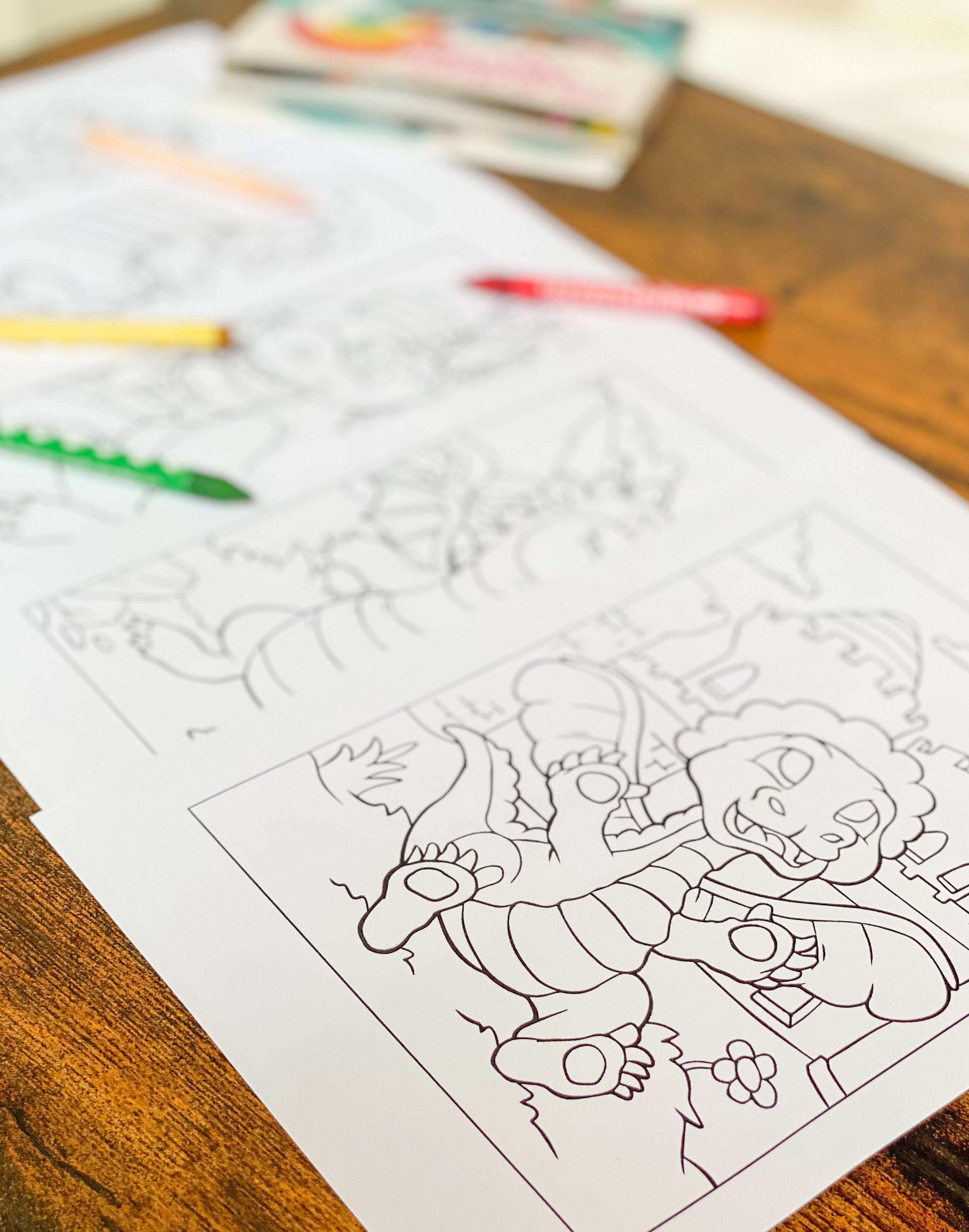 Dinosaur Colouring Pages - set of 5